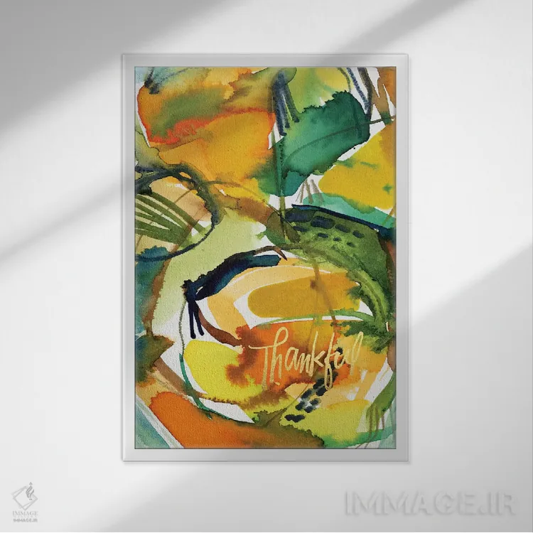 تابلو انتزاعی الهام نقاشانه شماره ۳ اثر جوی تینگ - نمای قابدار سفید