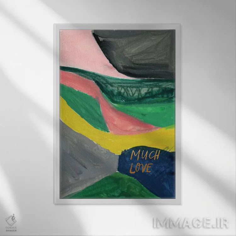 تابلو انتزاعی بلوک رنگی نقاشانه شماره ۹ اثر جوی تینگ - نمای قابدار سفید