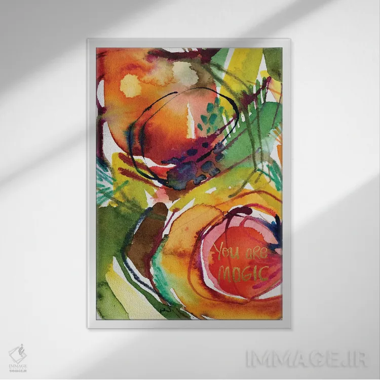 تابلو انتزاعی الهام نقاشانه شماره ۴ اثر جوی تینگ - نمای قابدار سفید