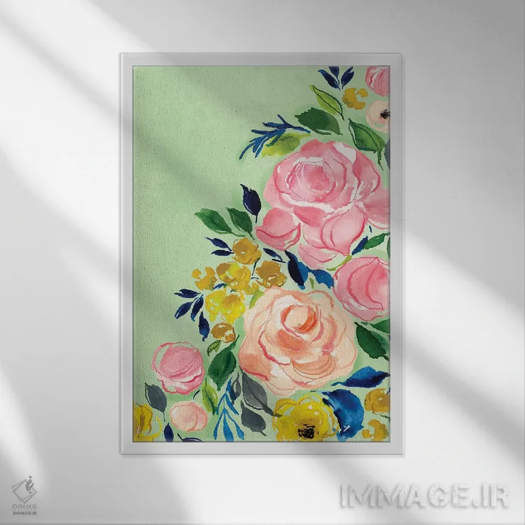 تابلو دکوراتیو گل ها اثر جوی تینگ - نمای قابدار سفید