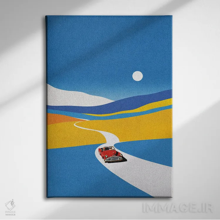 تابلو مدرن سواری در دامنه تپه اثر استون کلاژز - نمای روبهرو روی دیوار