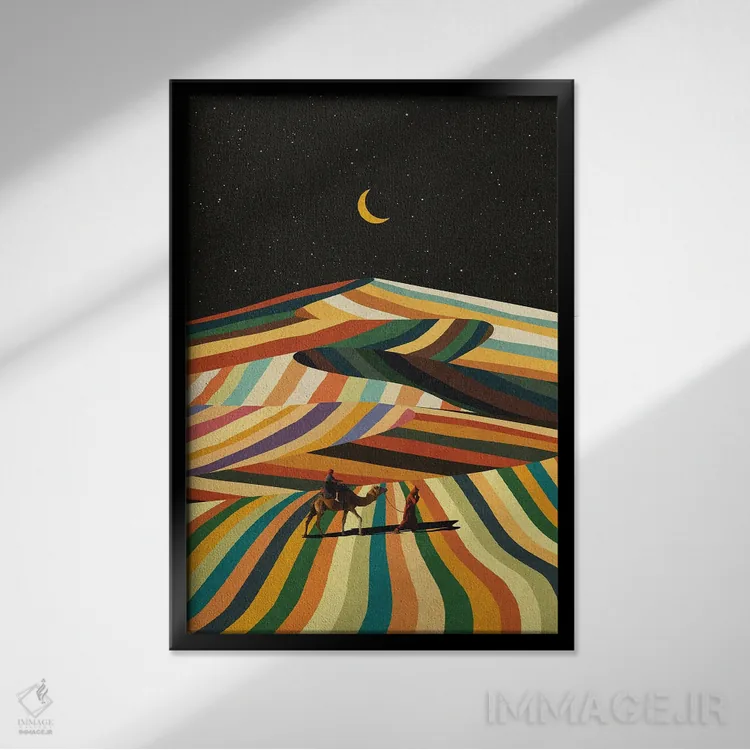 تابلو مدرن آواره عرب اثر استون کلاژز - نمای قابدار مشکی