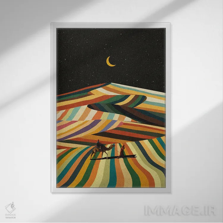 تابلو مدرن آواره عرب اثر استون کلاژز - نمای قابدار سفید