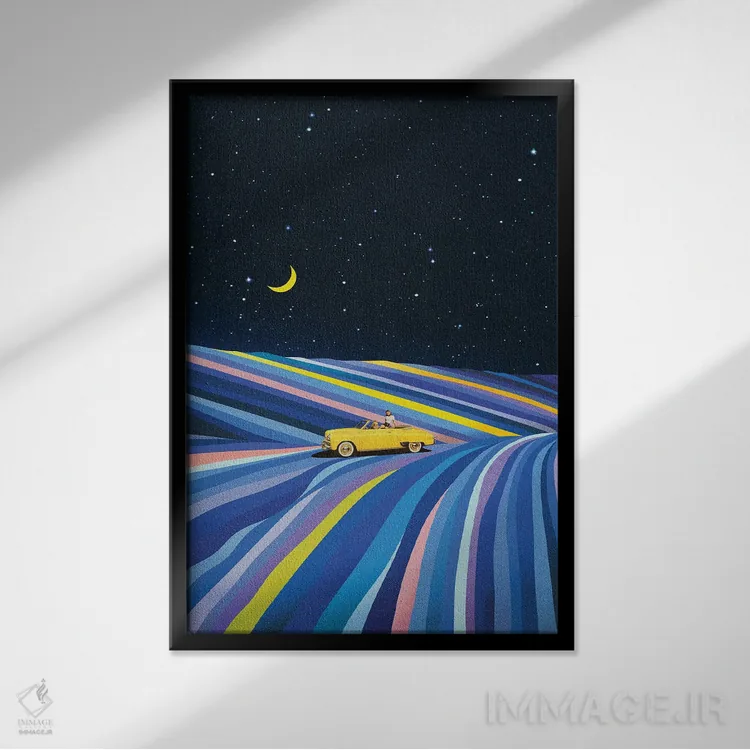 تابلو مدرن پارک کرده و رویابین اثر استون کلاژز - نمای قابدار مشکی