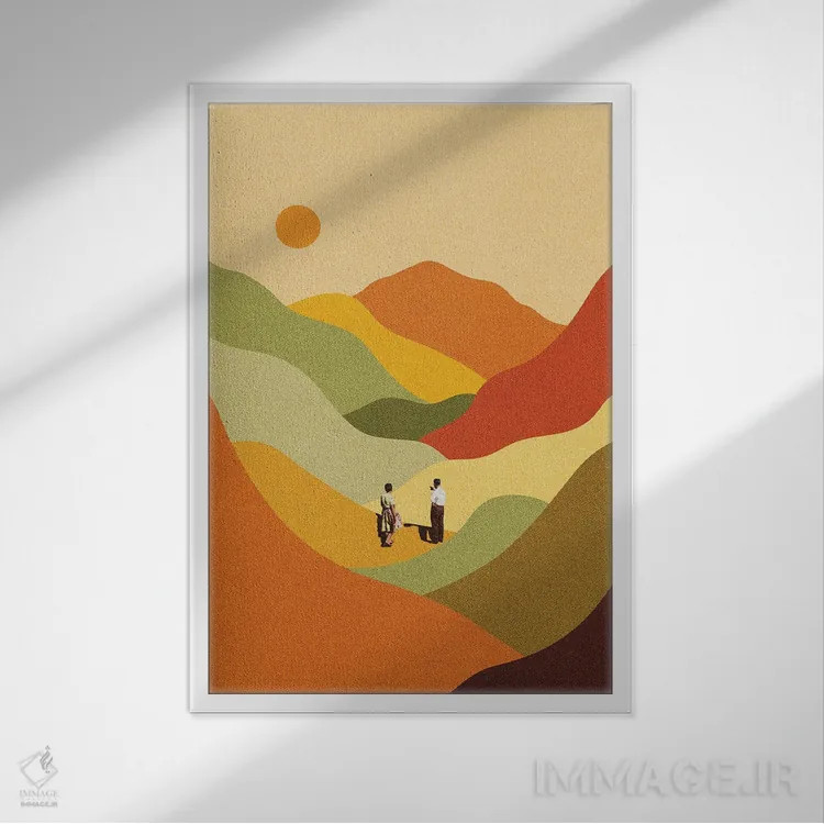 تابلو مدرن قله های باشکوه اثر استون کلاژز - نمای قابدار سفید