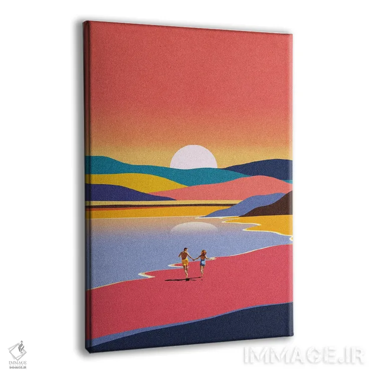 تابلو مدرن فرار در غروب آفتاب اثر استون کلاژز - نمای پرسپکتیو محصول