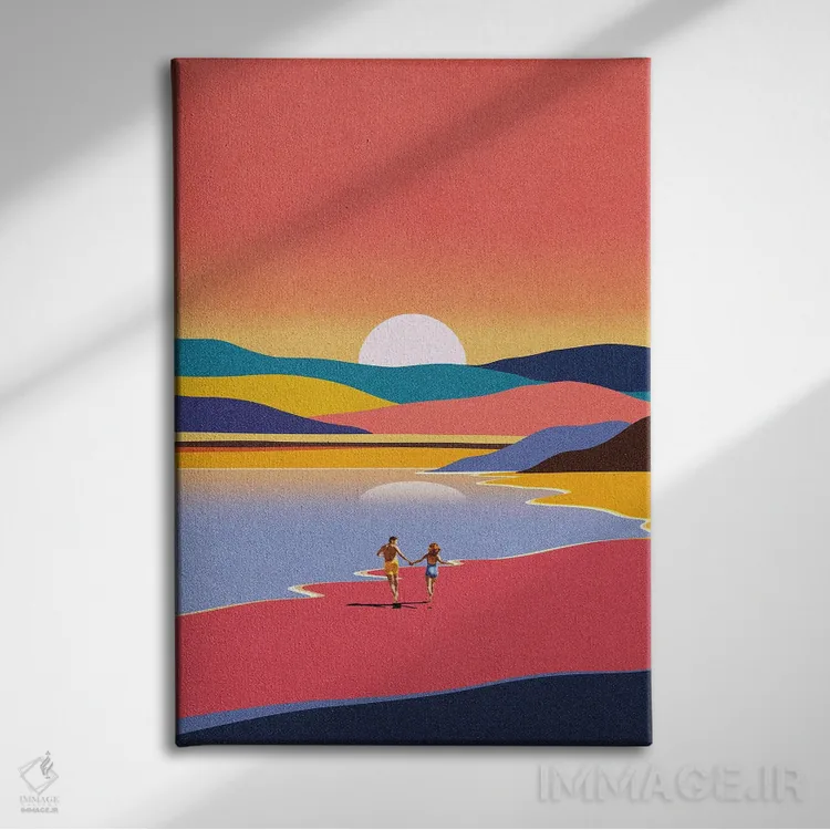 تابلو مدرن فرار در غروب آفتاب اثر استون کلاژز - نمای روبهرو روی دیوار