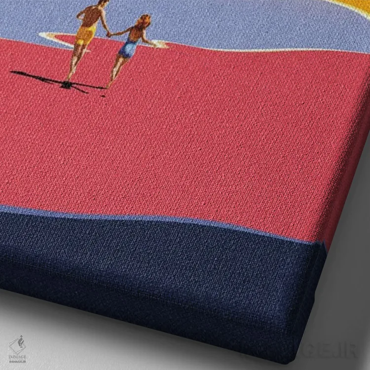 تابلو مدرن فرار در غروب آفتاب اثر استون کلاژز - نمای نزدیک بافت بوم