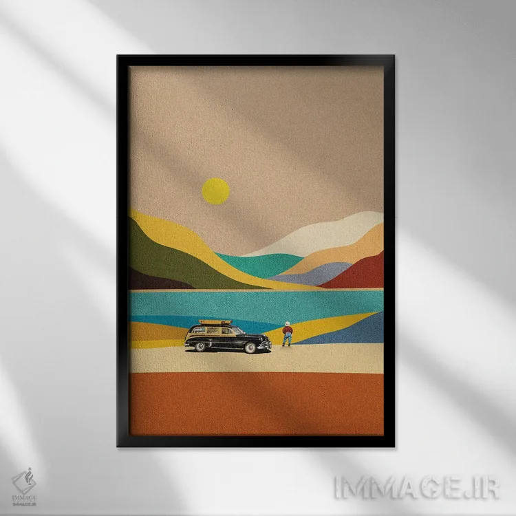 تابلو مدرن راه طولانی خانه اثر استون کلاژز - نمای قابدار مشکی