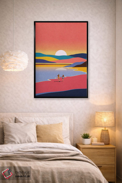 تابلو مدرن فرار در غروب آفتاب اثر استون کلاژز - D3B