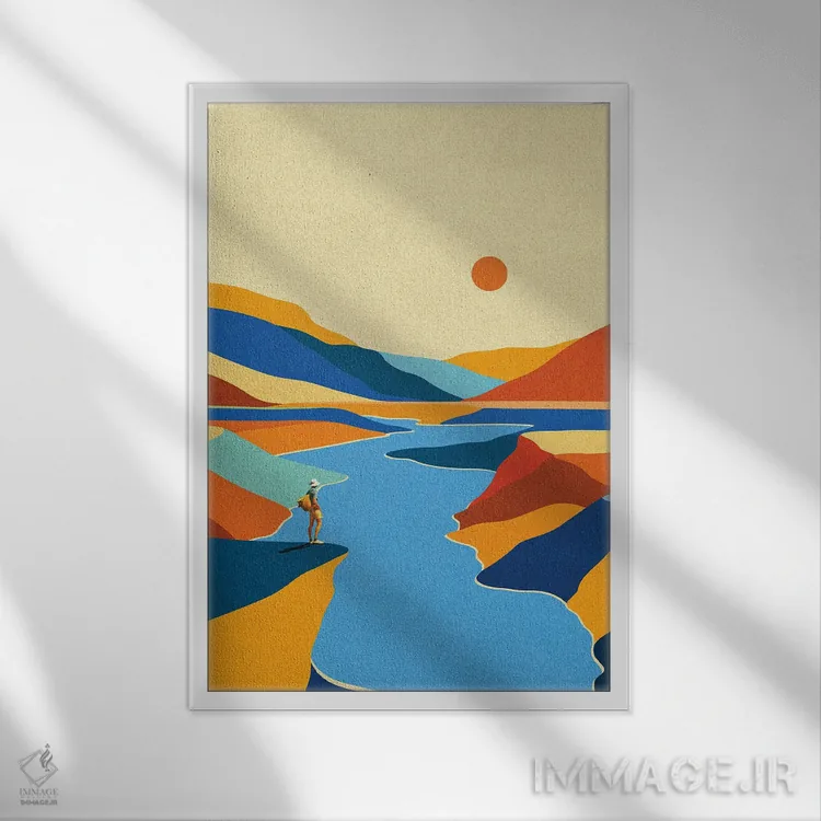 تابلو مدرن منظره آرامش بخش اثر استون کلاژز - نمای قابدار سفید