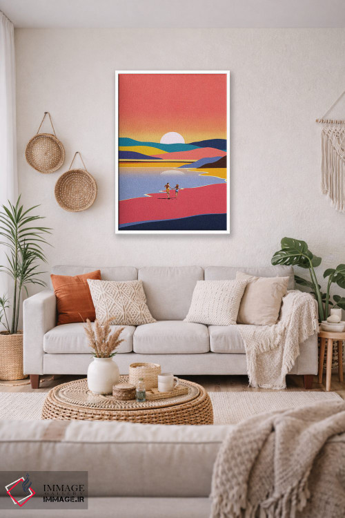 تابلو مدرن فرار در غروب آفتاب اثر استون کلاژز - D4W