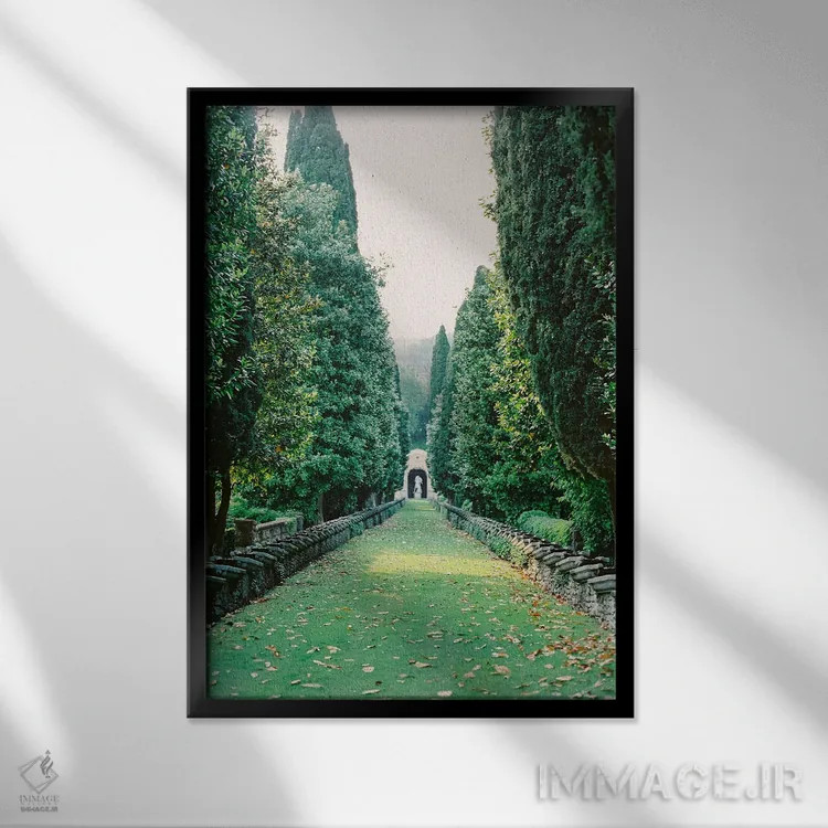 تابلو دکوراتیو باغ های ایتالیا اثر جاستین میلتون - نمای قابدار مشکی