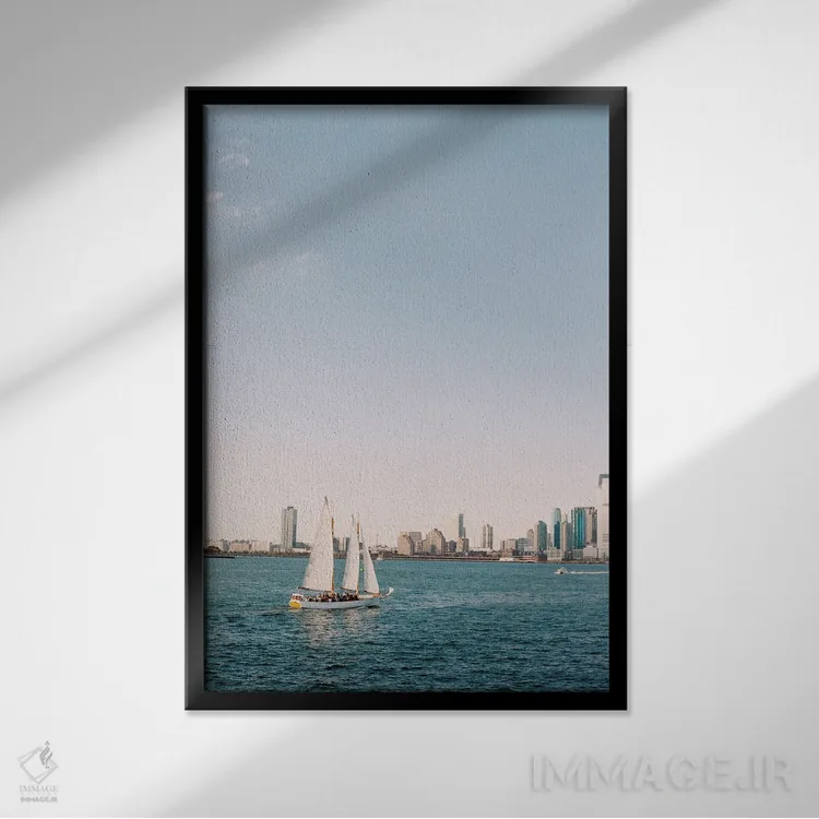 تابلو دکوراتیو شناور بر روی رودخانه هادسون اثر جاستین میلتون - نمای قابدار مشکی