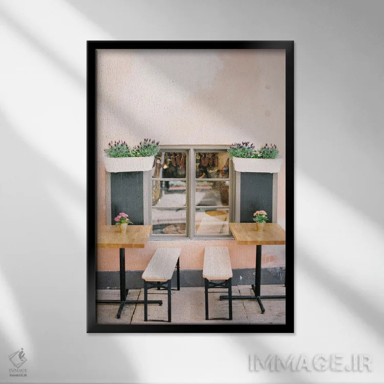 تابلو دکوراتیو کافه سوئدی اثر جاستین میلتون - نمای قابدار مشکی