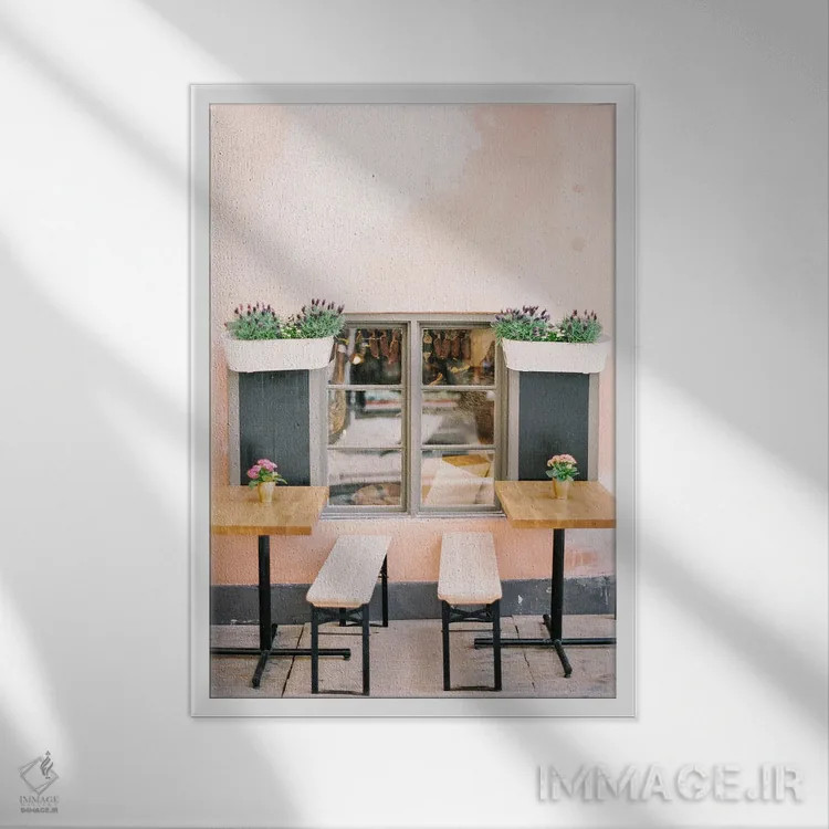 تابلو دکوراتیو کافه سوئدی اثر جاستین میلتون - نمای قابدار سفید