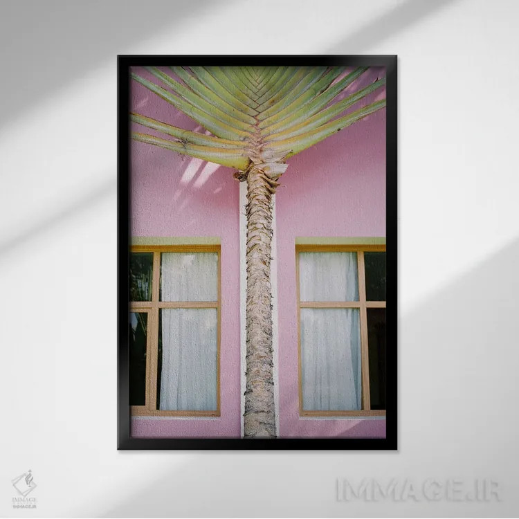 تابلو دکوراتیو درختان گرمسیری اثر جاستین میلتون - نمای قابدار مشکی