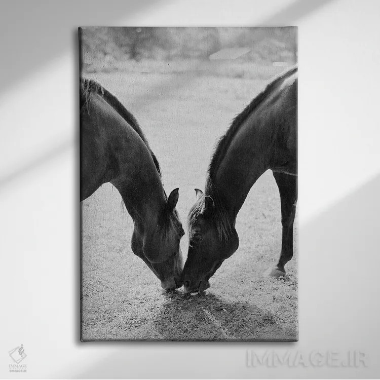 تابلو دکوراتیو اسب های شریک اثر جاستین میلتون - نمای روبهرو روی دیوار