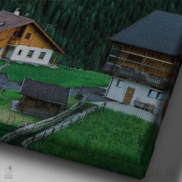 تابلو دکوراتیو شهر کوهستانی اثر جاستین میلتون - نمای نزدیک بافت بوم