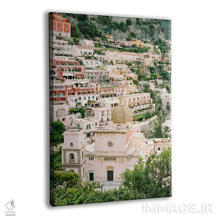 تابلو دکوراتیو روستای پوزیتانو بر لبه صخره اثر جاستین میلتون - نمای پرسپکتیو محصول