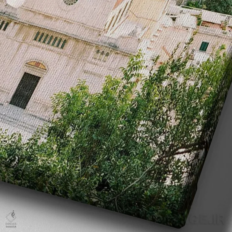 تابلو دکوراتیو روستای پوزیتانو بر لبه صخره اثر جاستین میلتون - نمای نزدیک بافت بوم