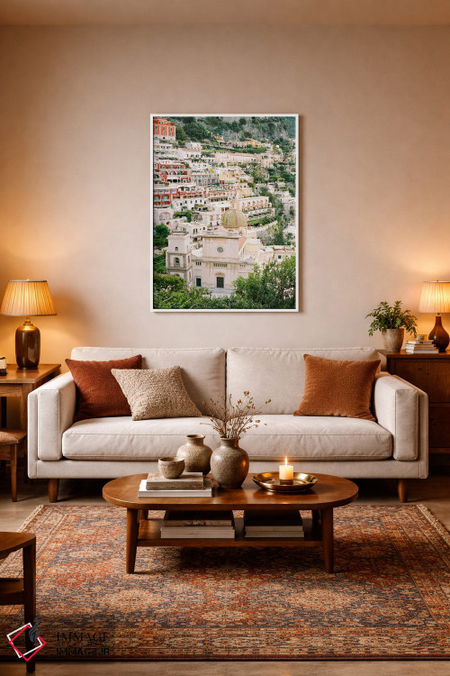 تابلو دکوراتیو روستای پوزیتانو بر لبه صخره اثر جاستین میلتون - D2W