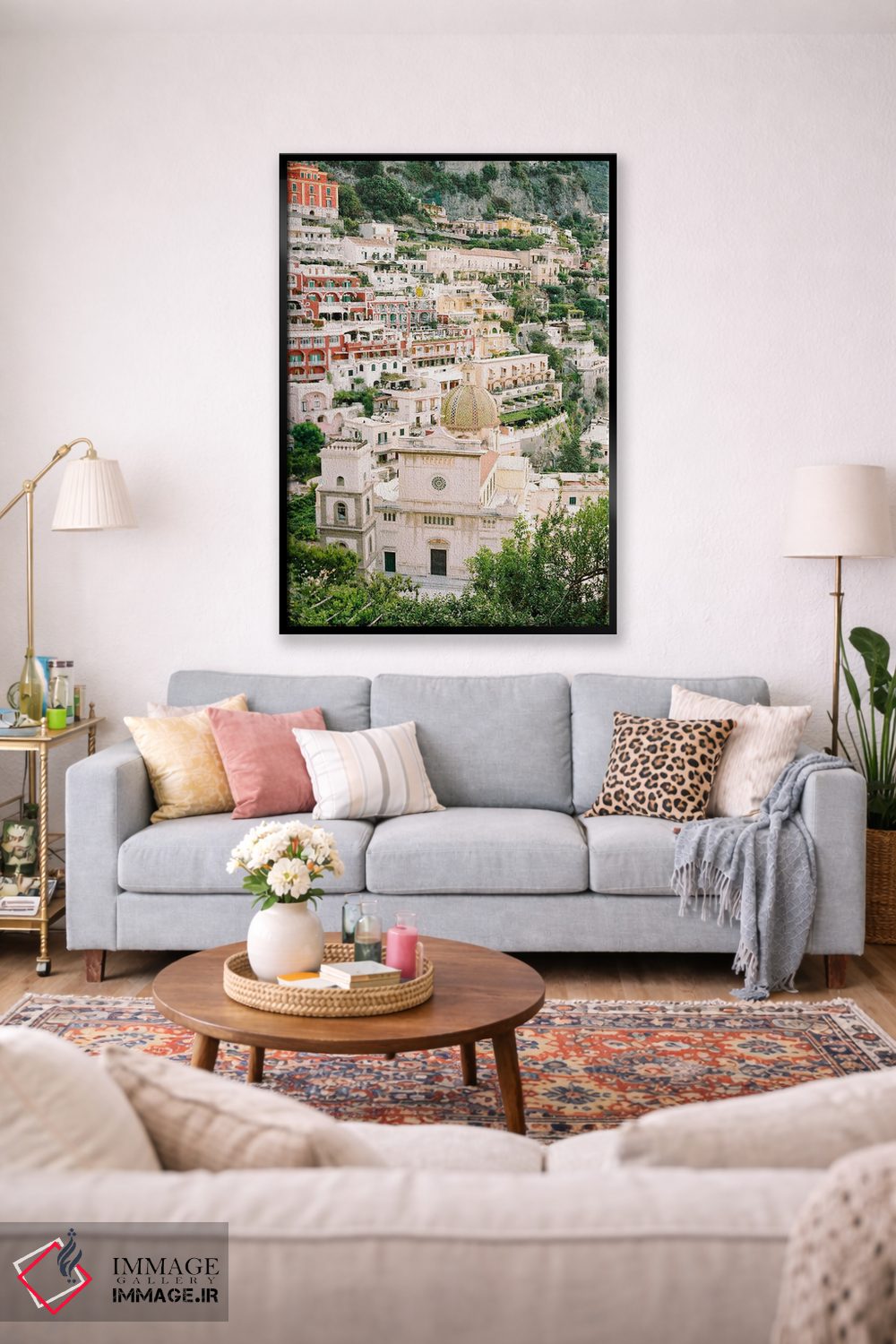 تابلو دکوراتیو روستای پوزیتانو بر لبه صخره اثر جاستین میلتون - D1B