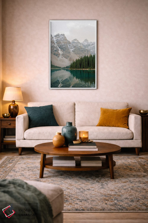 تابلو دکوراتیو بازتاب دریاچه فیروزه ای اثر جاستین میلتون - D3W