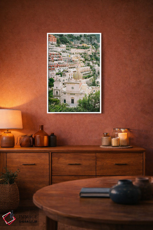تابلو دکوراتیو روستای پوزیتانو بر لبه صخره اثر جاستین میلتون - D4W