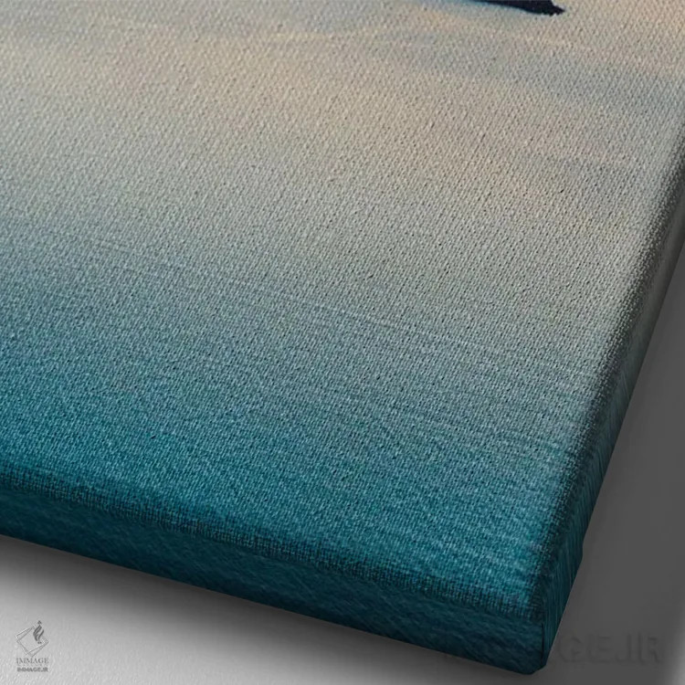 تابلو دکوراتیو غروب کالدرای سانتورینی اثر جاستین میلتون - نمای نزدیک بافت بوم