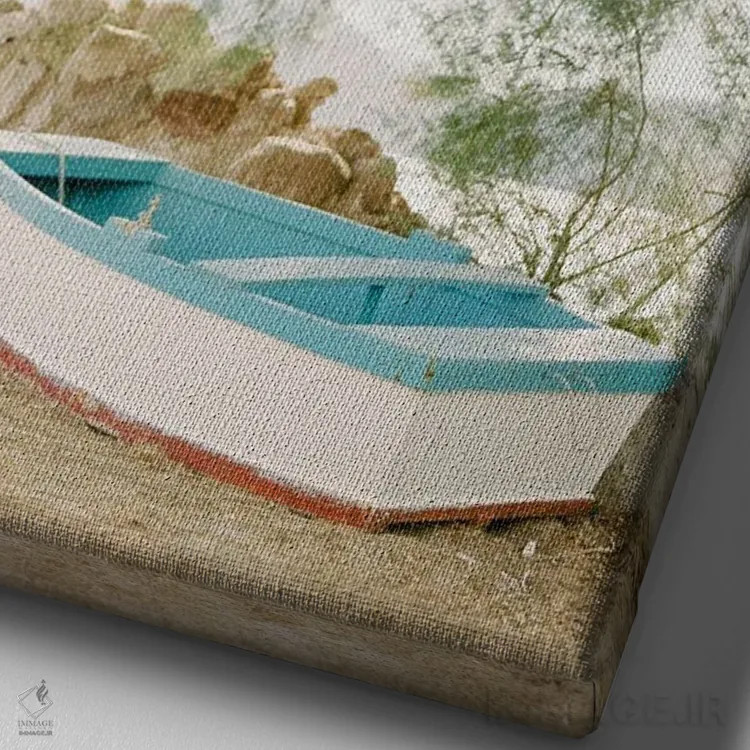 تابلو دکوراتیو فرار به جزیره ی یونانی اثر جاستین میلتون - نمای نزدیک بافت بوم