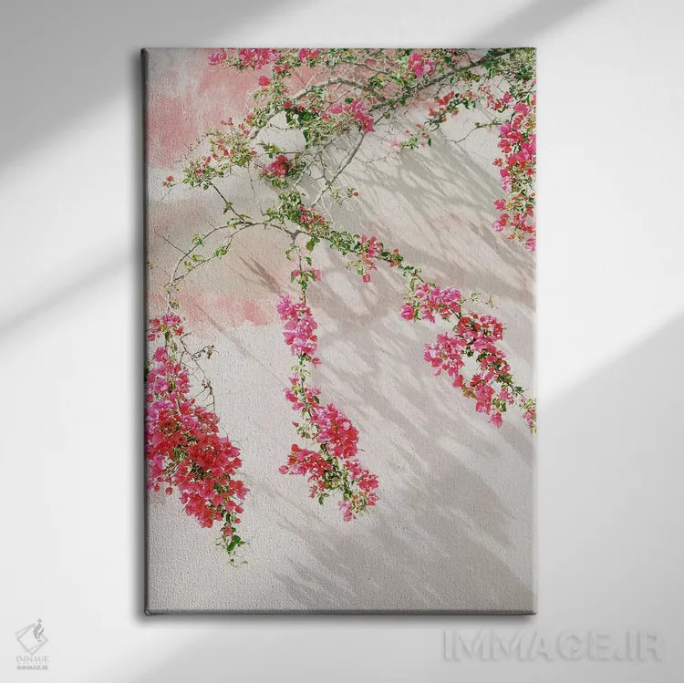 تابلو دکوراتیو شاخه های گل کاغذی اثر جاستین میلتون - نمای روبهرو روی دیوار