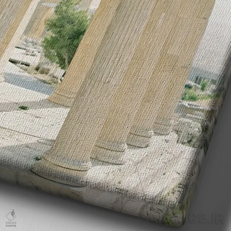 تابلو دکوراتیو معماری یونان باستان اثر جاستین میلتون - نمای نزدیک بافت بوم