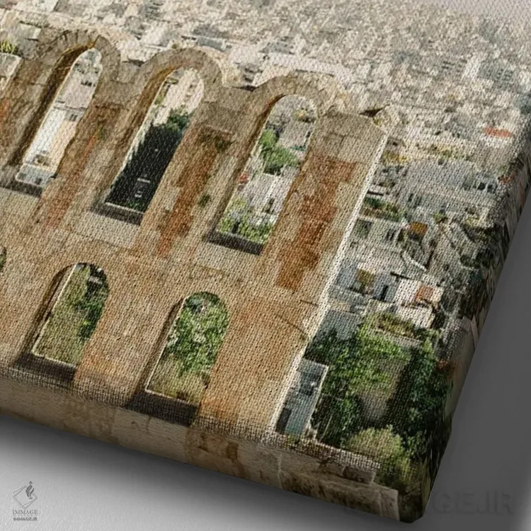 تابلو دکوراتیو ویرانه های یونانی در شهر اثر جاستین میلتون - نمای نزدیک بافت بوم