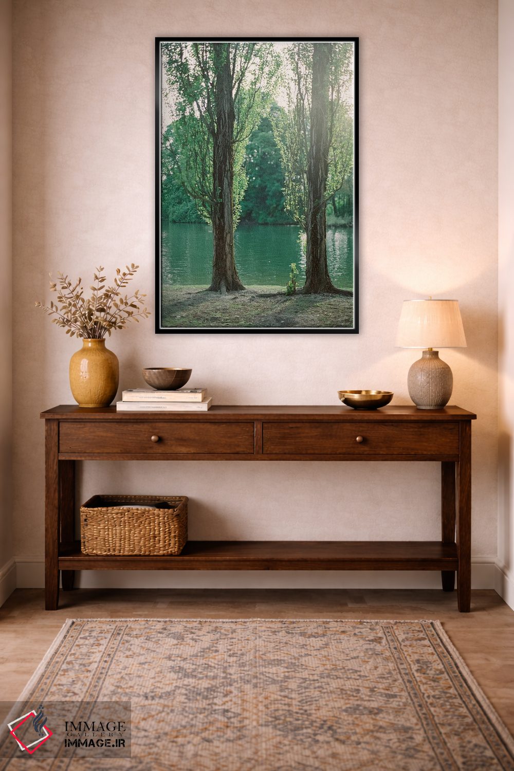 تابلو دکوراتیو درختان کنار دریاچه اثر جاستین میلتون - D5B