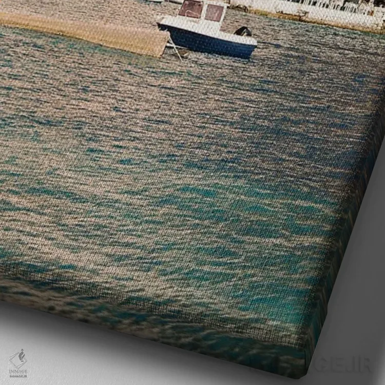 تابلو دکوراتیو جزایر یونان اثر جاستین میلتون - نمای نزدیک بافت بوم