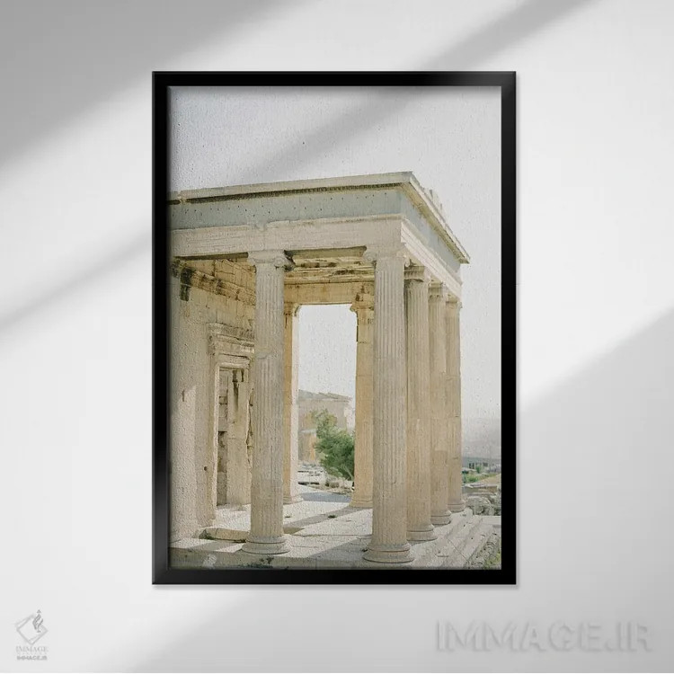 تابلو دکوراتیو معماری یونان باستان اثر جاستین میلتون - نمای قابدار مشکی