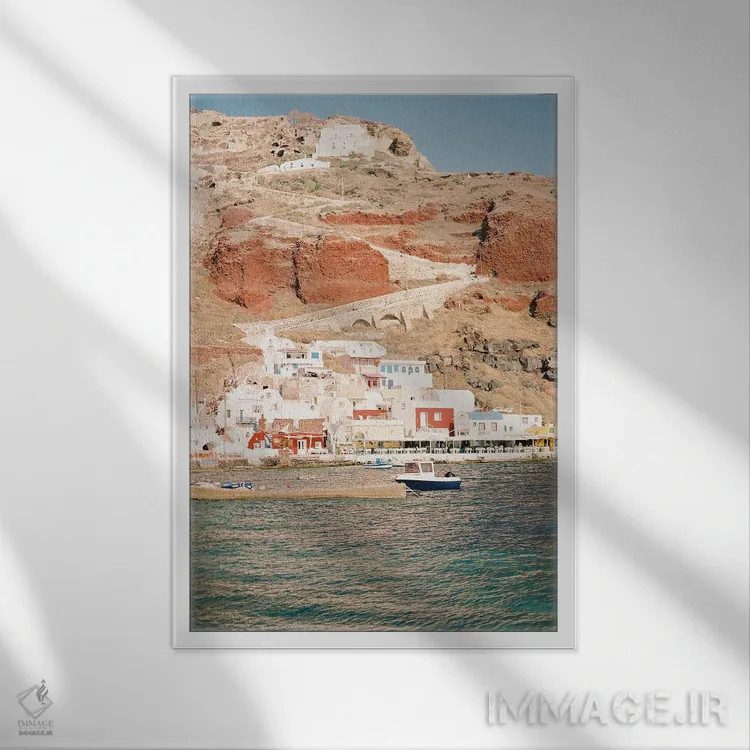 تابلو دکوراتیو جزایر یونان اثر جاستین میلتون - نمای قابدار سفید