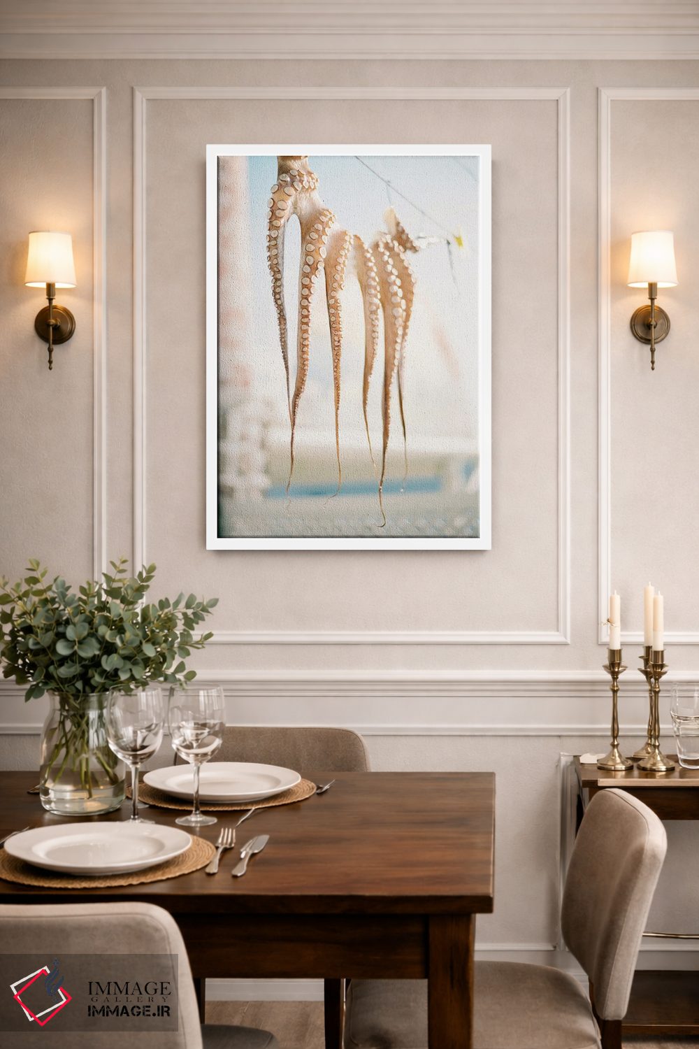 تابلو دکوراتیو روستای ماهیگیری مدیترانه ای اثر جاستین میلتون - D1W