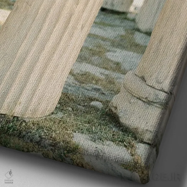 تابلو دکوراتیو ستون های یونان باستان اثر جاستین میلتون - نمای نزدیک بافت بوم