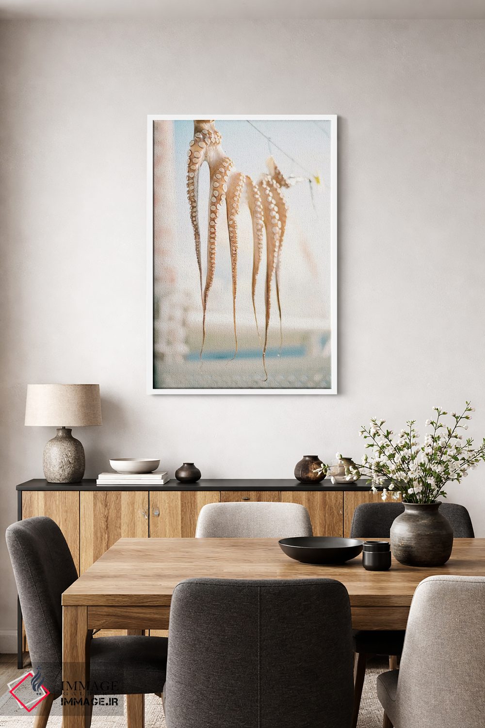 تابلو دکوراتیو روستای ماهیگیری مدیترانه ای اثر جاستین میلتون - D4W