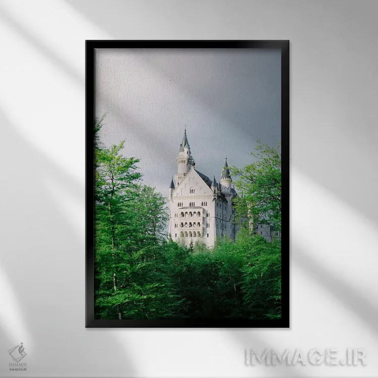 تابلو دکوراتیو قلعه ی رویایی اثر جاستین میلتون - نمای قابدار مشکی