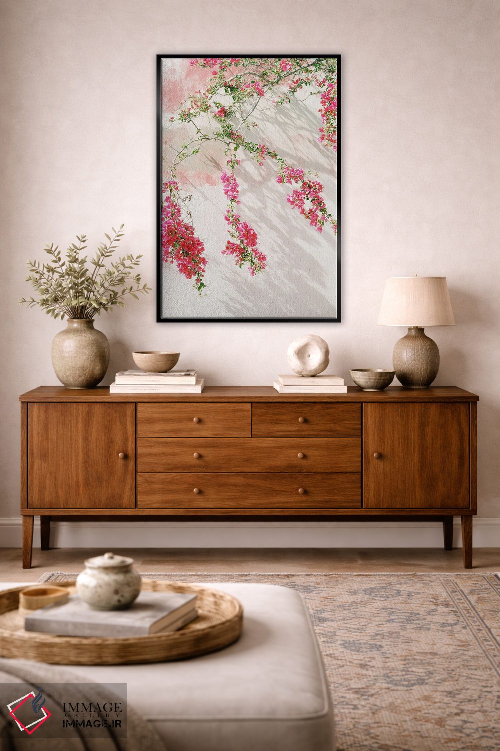 تابلو دکوراتیو شاخه های گل کاغذی اثر جاستین میلتون - D2B