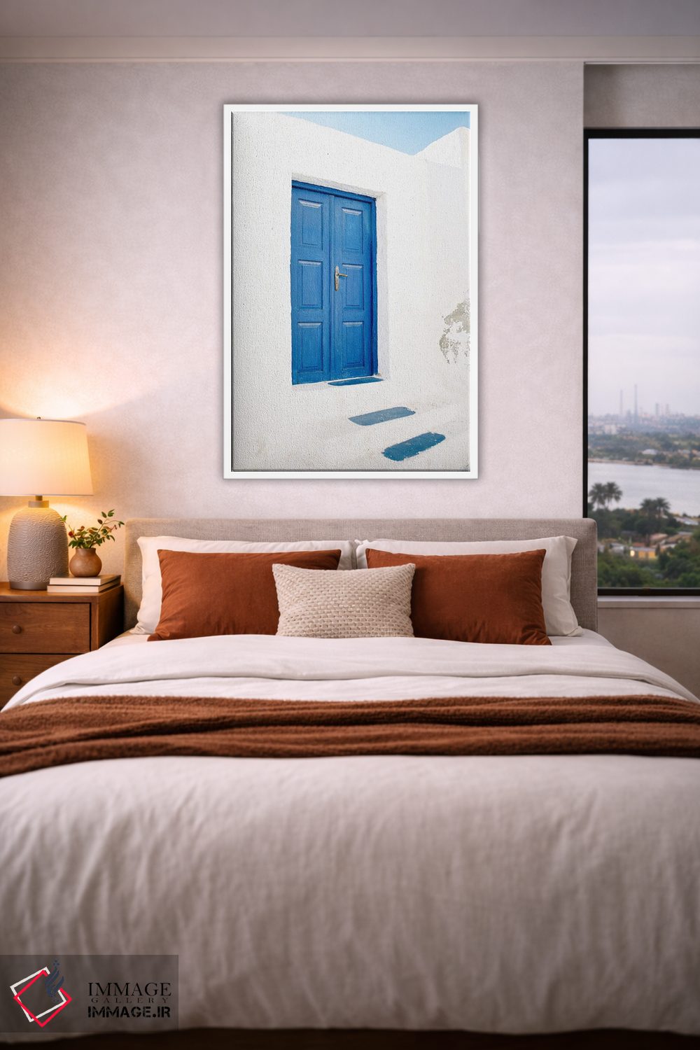 تابلو دکوراتیو در آبی سانتورینی اثر جاستین میلتون - D2W