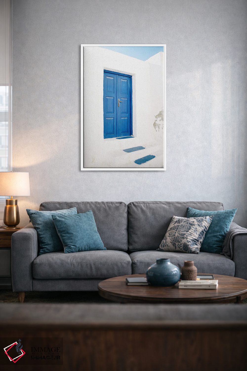 تابلو دکوراتیو در آبی سانتورینی اثر جاستین میلتون - D4W