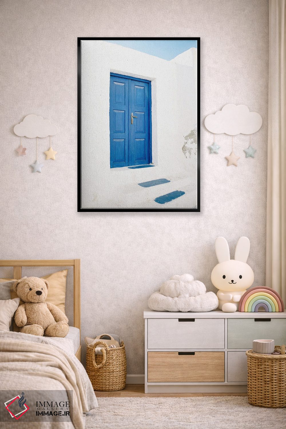 تابلو دکوراتیو در آبی سانتورینی اثر جاستین میلتون - D5B