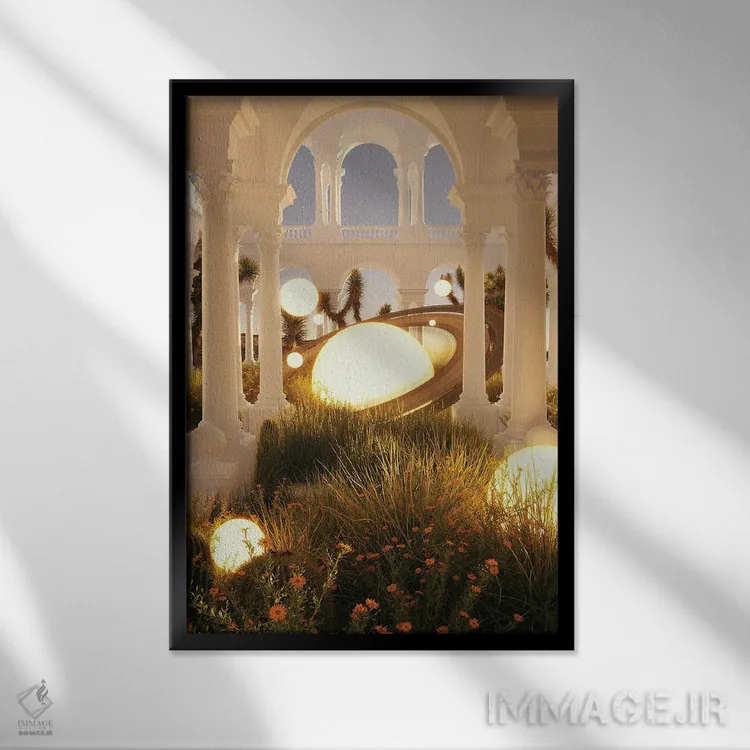 تابلو دکوراتیو باغ های رصد خانه ای اثر جیمز ترالی - نمای قابدار مشکی