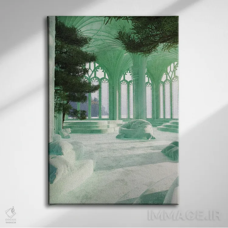 تابلو دکوراتیو اتاق رنگ نعناعی اثر جیمز ترالی - نمای روبهرو روی دیوار