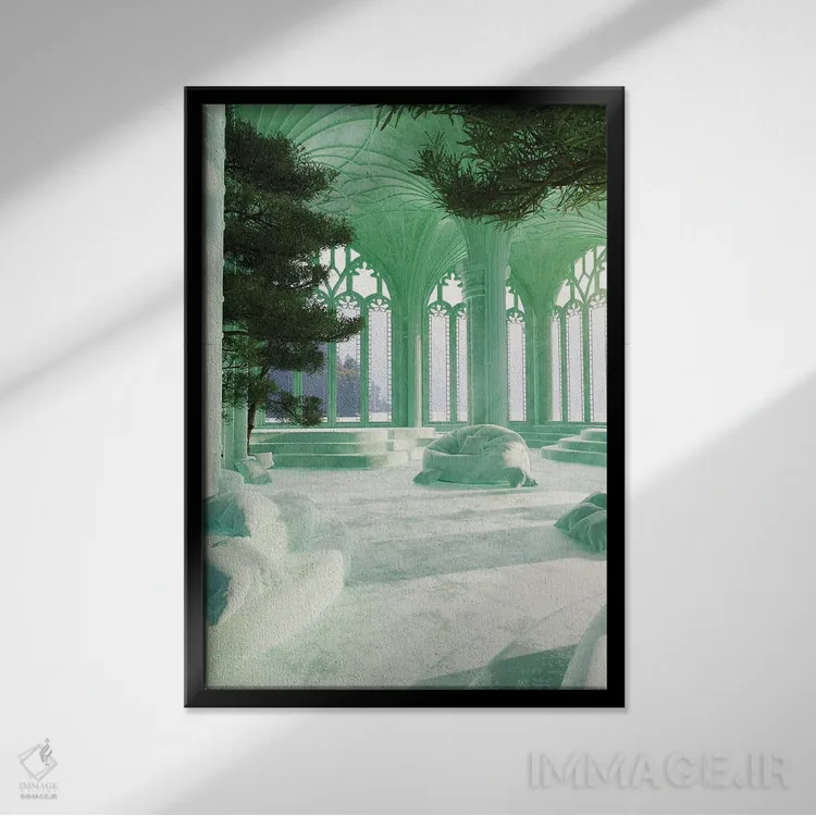 تابلو دکوراتیو اتاق رنگ نعناعی اثر جیمز ترالی - نمای قابدار مشکی