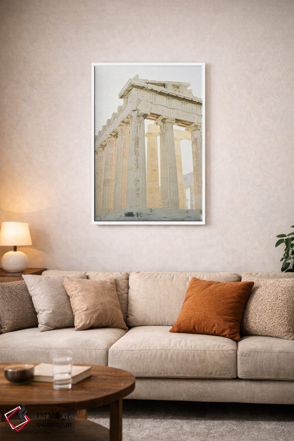 تابلو دکوراتیو ویرانه های یونانی در ساعت طلایی اثر جاستین میلتون - D2W